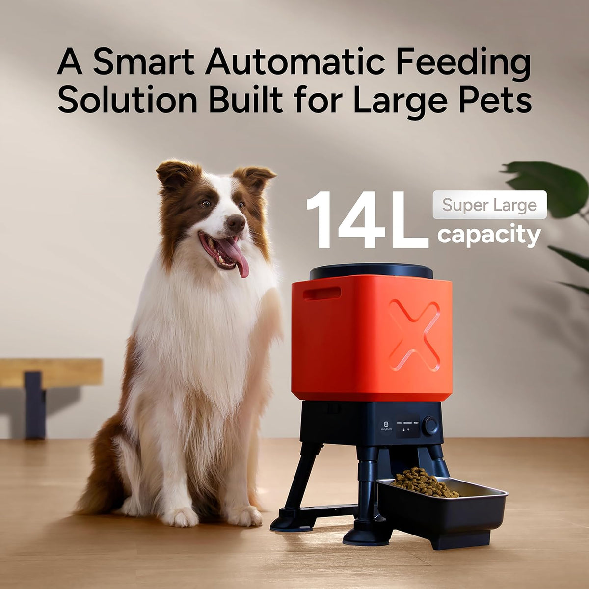 Comedero automático para perros de 14 litros para razas grandes, capacidad extragrande, antibloqueo, dispensador automático de alimentos para perros, fuente de alimentación doble, cuenco de acero