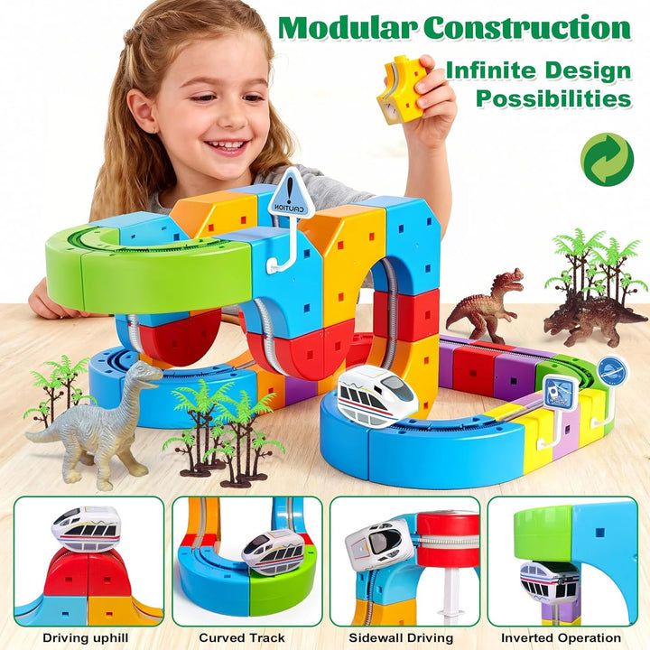 Juego de tren eléctrico pistas desmontables modulares 3D