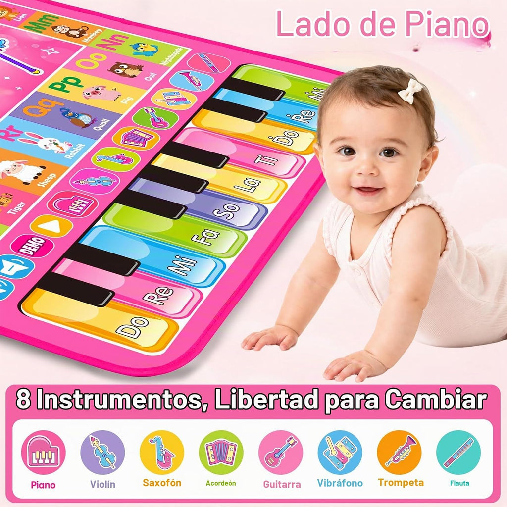 Juguetes para niñas de 1 año: 3 en 1 Alfabeto Animal Piano Music Play Mat