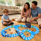 Pistas de carreras flexibles con temática oceánica para niños, regalo de cumpleaños para niños de 3, 4, 5, 6, 7 años, más de 240 piezas, juego de pista de automóvil construible con túnel de