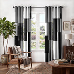 Cortinas opacas de 4 paneles, cortinas geométricas modernas para