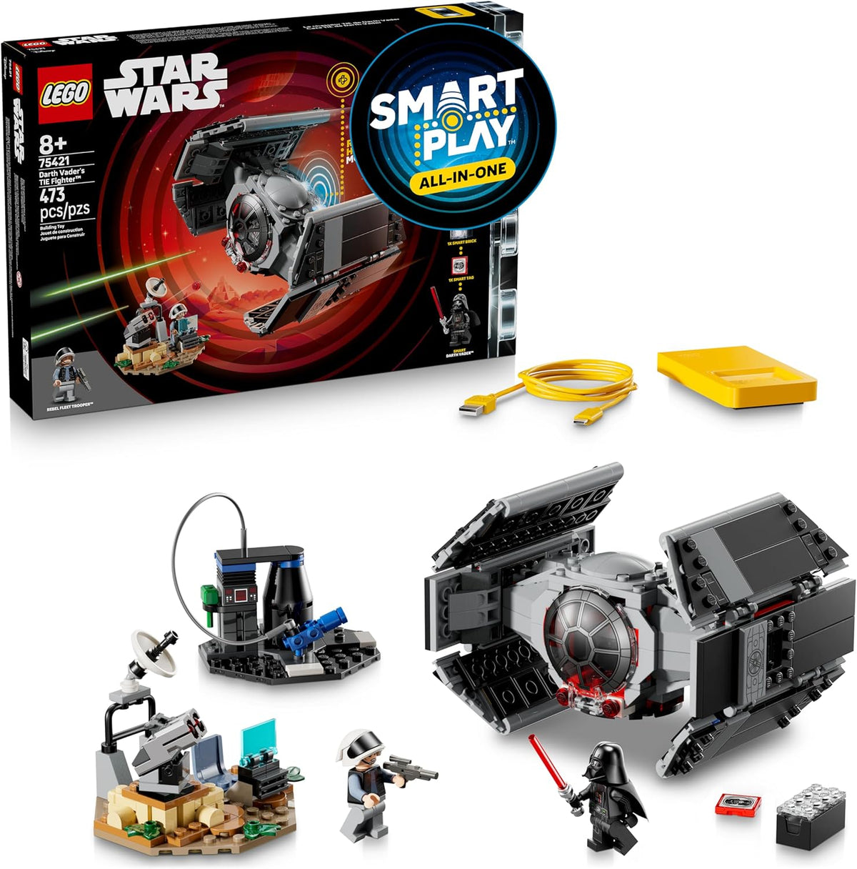 LEGO Star Wars SMART Play: Darth Vader TIE Fighter - Juguete intera...