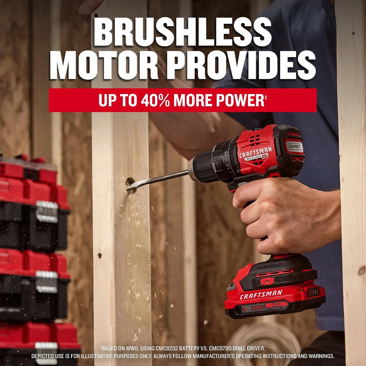 CRAFTSMAN V20 BRUSHLESS RP Taladro Atornillador, Batería y Cargador (CMCD714D1)