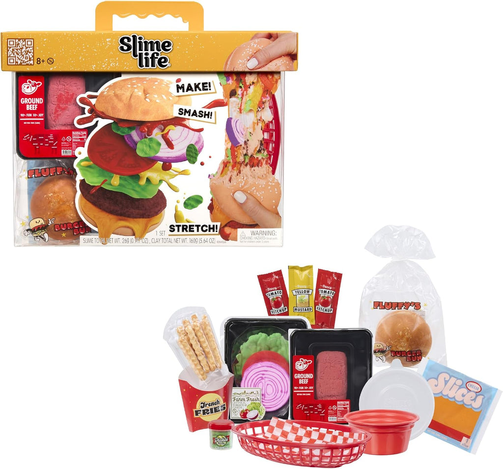 Slime Life Kit de slime DIY de hamburguesa con queso: desempaqueta ingredientes para hacer, aplastar y estirar tu slime de alimentos, a partir de 8 años