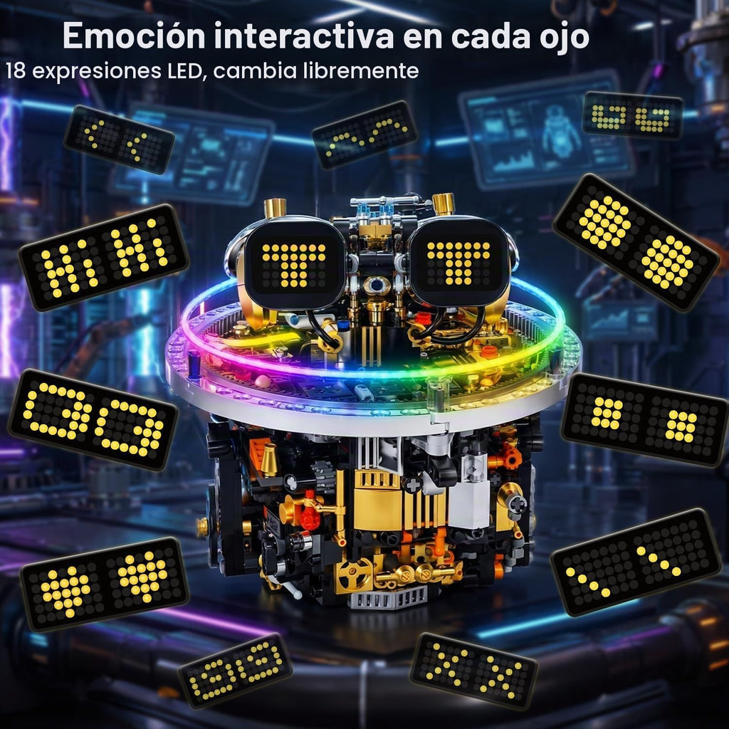 STEM Robot Kit de construcción para niños de 8 a 14 años, 804 piezas de juguete robótico esférico de control remoto y aplicación con expresiones LED y luces Cyberpunk, juego de codificación técnica