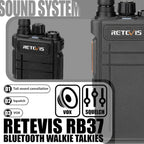 Retevis RB37 - Walkie Talkies Bluetooth para adultos, radio bidireccional con auricular, VOX, 2000 mAh, tipo C, Walkie Talkies inalámbricos (paquete de 1)