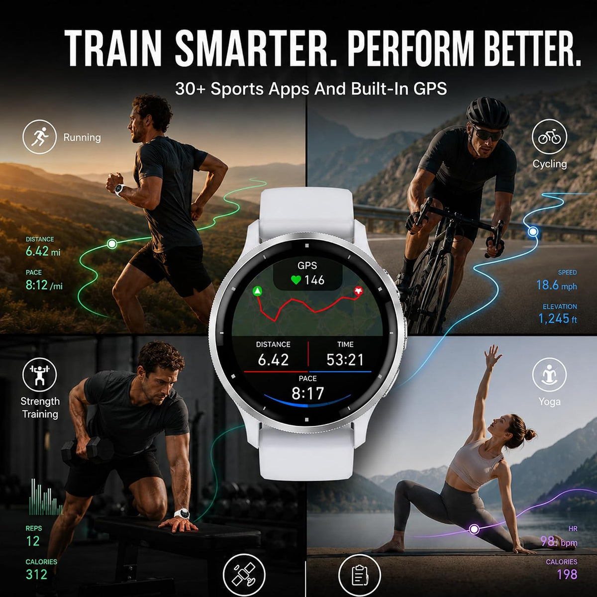 Garmin Reloj inteligente Venu 3 GPS, 1.772 pulgadas plata/piedra blanca, rastreador de actividad física con batería de 14 días y entrenador de sueño, incluye soporte de carga premium, cable de