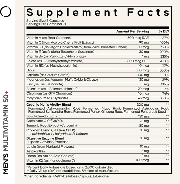 Codeage Suplemento multivitamínico 50+ para hombre, vitaminas esenc...
