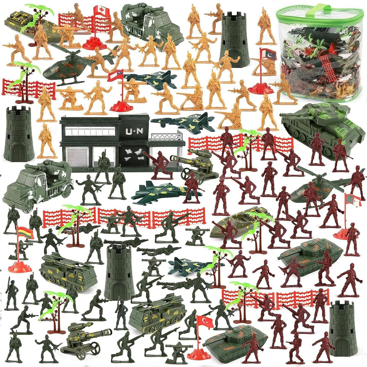 3 nutrias 307 piezas ejército hombres militares, juguete de batalla con vehículos