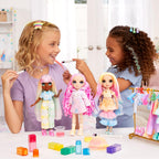 Rainbow High Muñeca de moda DIY para crear y colorear con acuarelas lavables + kit de teñido anudado, ojos marrones, cabello rizado, top y zapatos extra. Colorea, crea, juega, enjuaga y repite