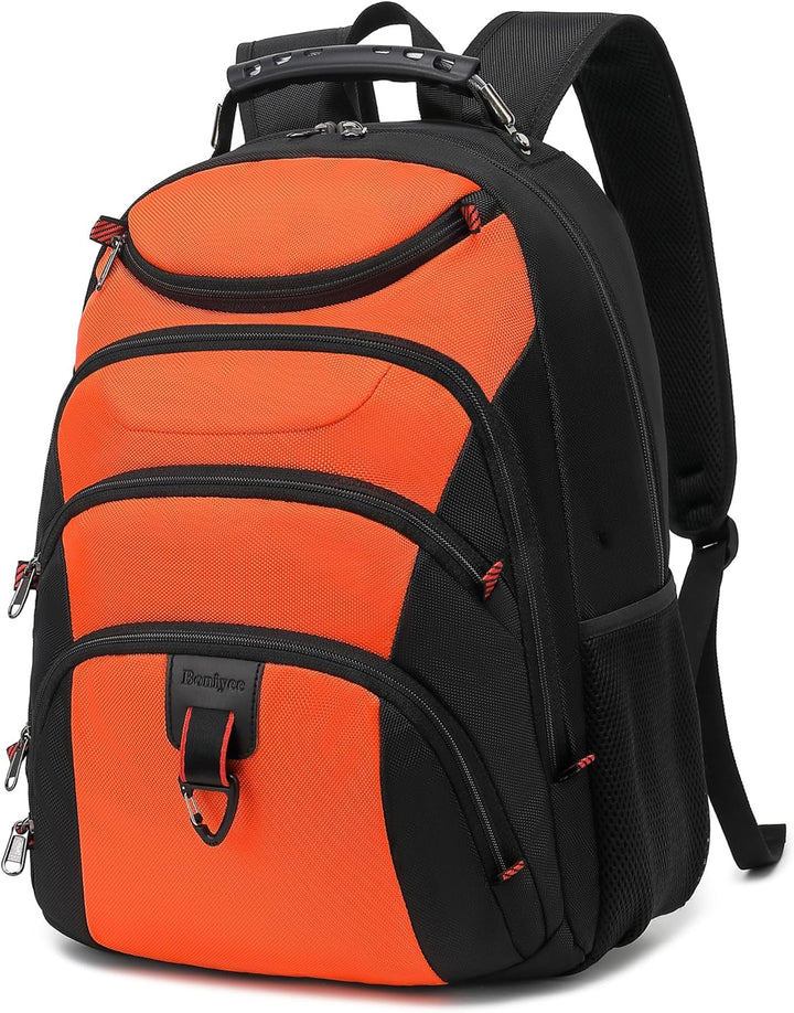 Mochila para laptop Boavan para hombre (Negro, 15.6), Naranja Negro...