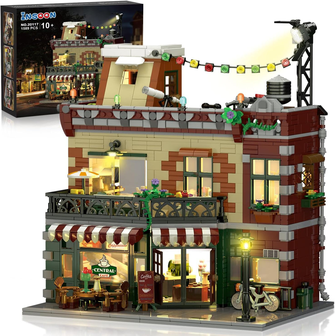 Juego de construcción de casa de café con luz 1589 piezas