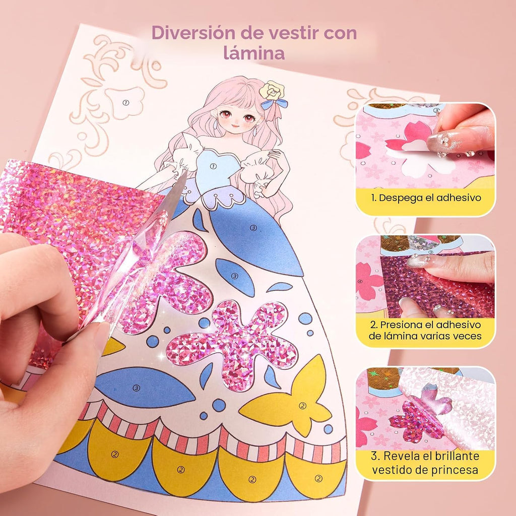 Jar Melo Princess Glam Magic Kit, 4-en-1 Makeup y Craft Book para Girls