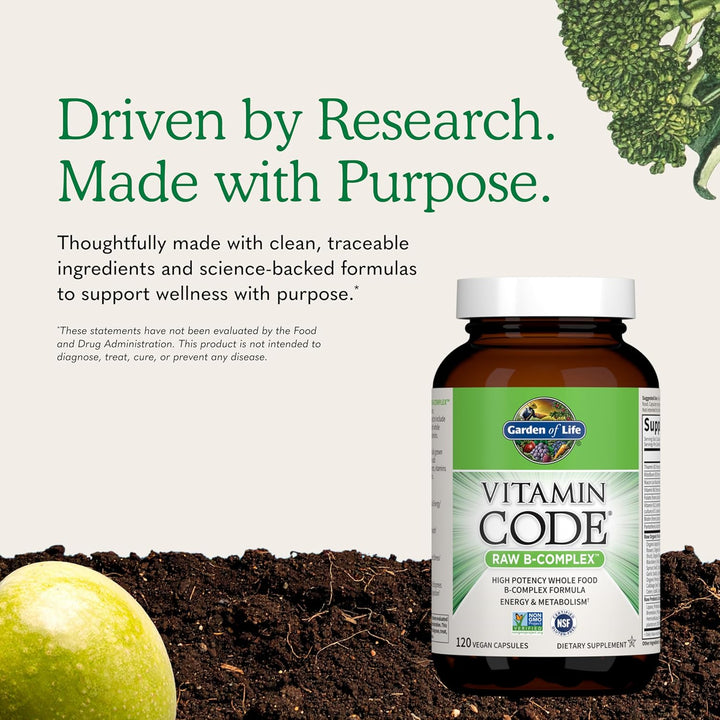 Garden of Life Complejo de vitamina B, 120 cápsulas veganas, vitami...