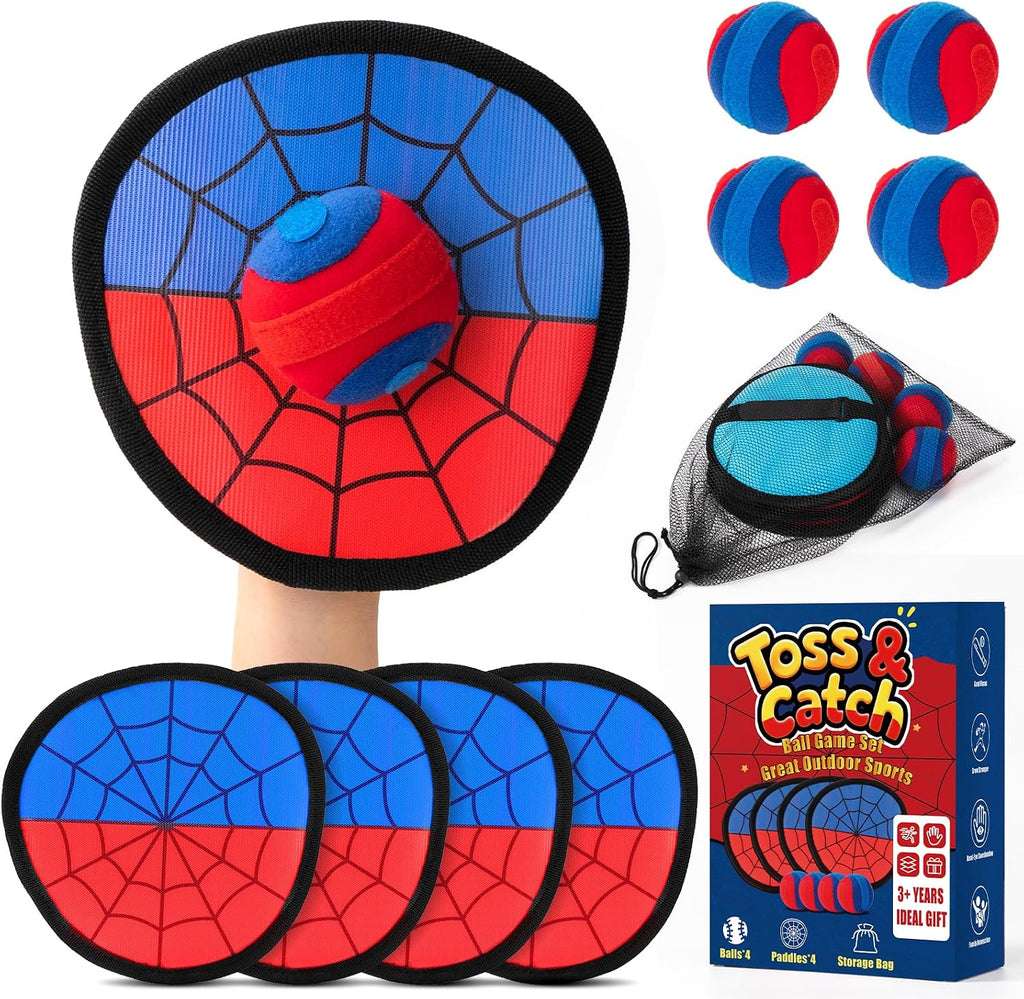 Juego de pelota de lanzamiento y captura de araña, guante de entrenamiento de béisbol para principiantes y pelotas adhesivas para niños, juego familiar para exteriores, playa, patio, piscina, regalo