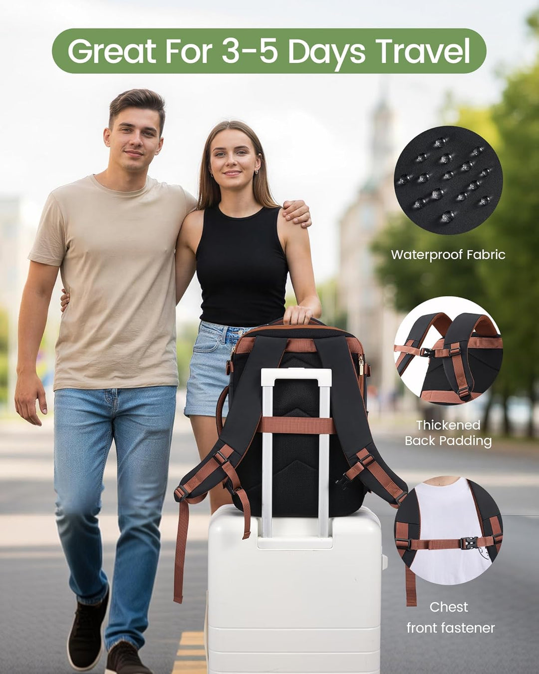 LOVEVOOK Mochila de viaje de 40 L para mujeres y hombres, mochila d...