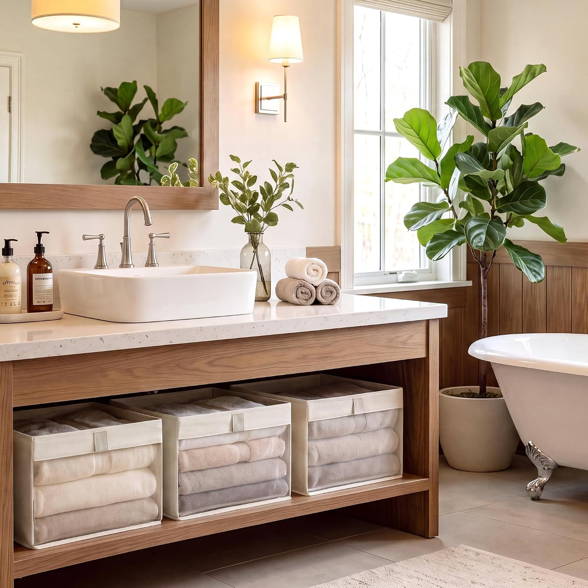 StorageWorks Contenedores organizadores de armario con ventana transparente