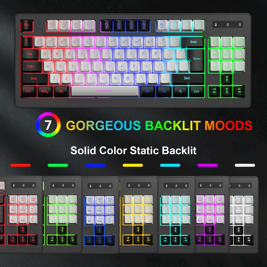 Combo de teclado y mouse para juegos BlueFinger inalámbrico, baterí...