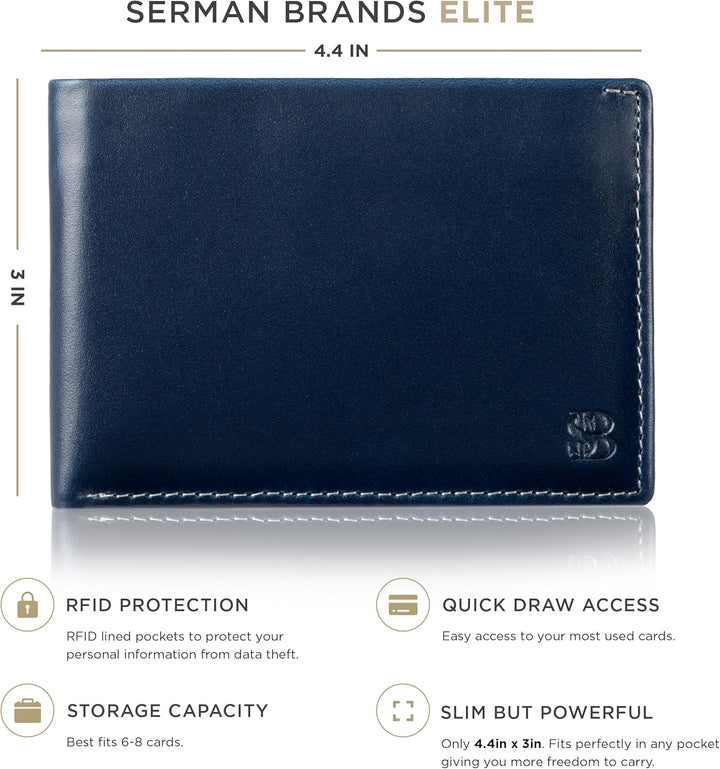 SERMAN BRANDS Mens Slim Bifold Wallet RFID Blocking Minimalist Fron...