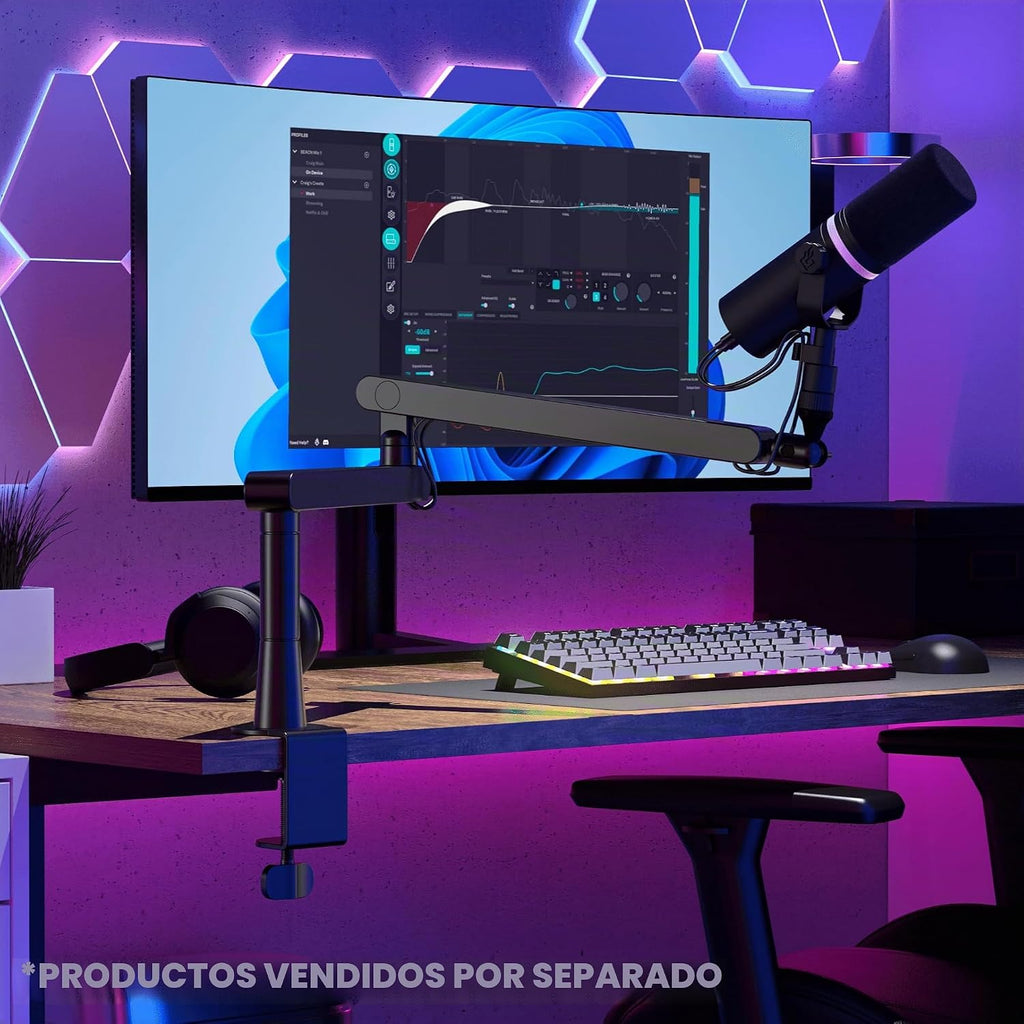 BEACN Soporte de micrófono (oscuro) - Brazo de pluma ajustable de perfil