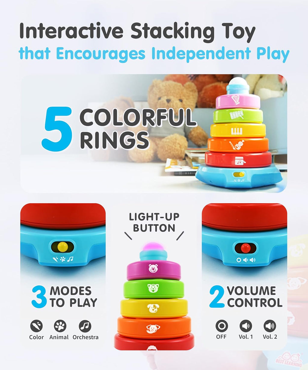 Best Learning Stack & Learn - Anillos apilables musicales de juguete para