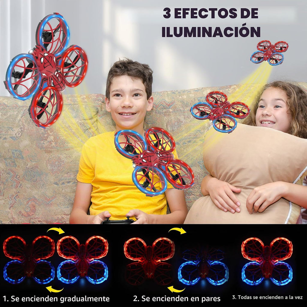 Drone para niños con luz LED RC Quadcopter Full Propeller Guards Spider