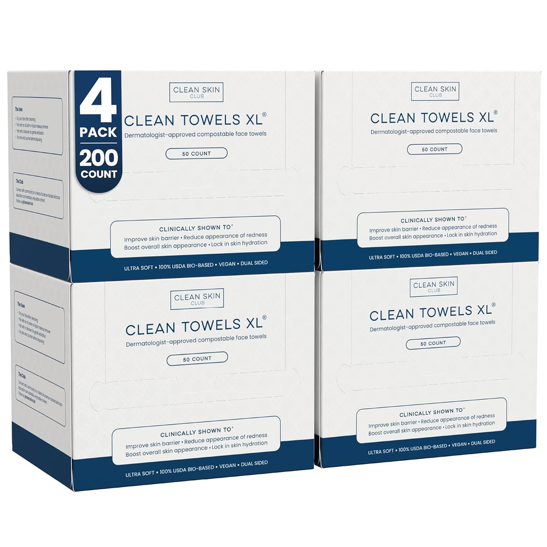 Clean Skin Club Clean Towels XL, toalla facial 100% a base de plant...