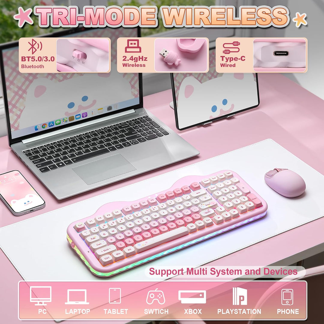 YUNZII C98 Wireless Mechanical Keyboard with Number Pad,99 Key BT5....