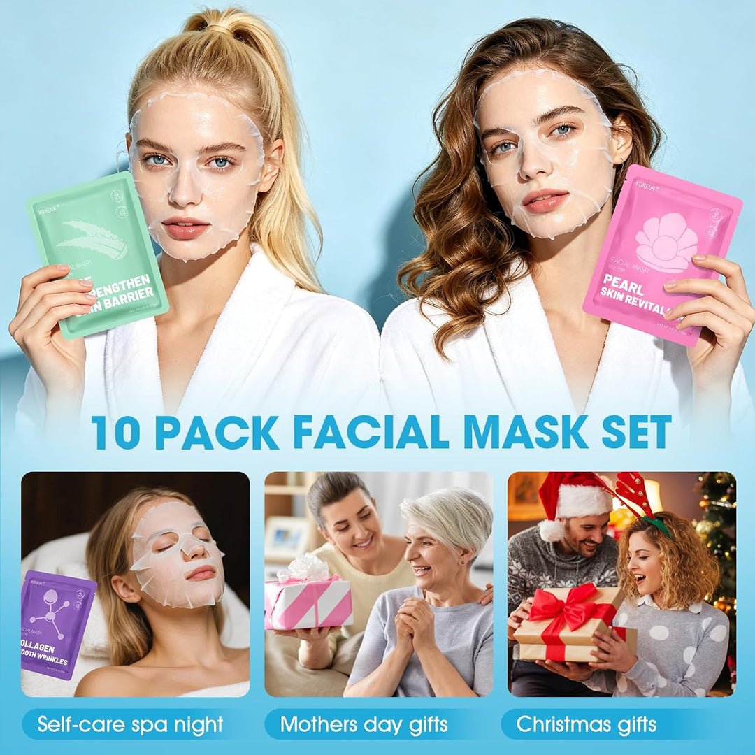 KONEUK Paquete de 10 mascarillas faciales hidratantes para el cuida...