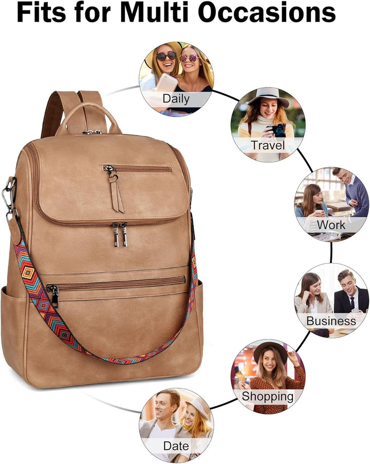 FADEON Mochila para computadora portátil para mujer, mochila de via...