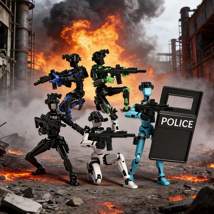 Juego de 5 figuras de acción de escudo policial impreso en 3D, 13 f...