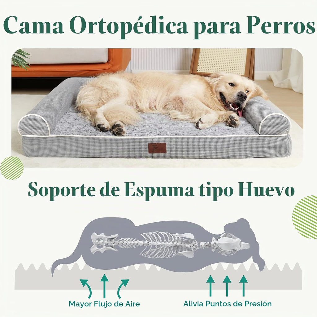 Camas ortopédicas para perros grandes, tapete de espuma para mascotas forrado impermeable con funda extraíble y lavable y parte inferior antideslizante, sofá cama para perros