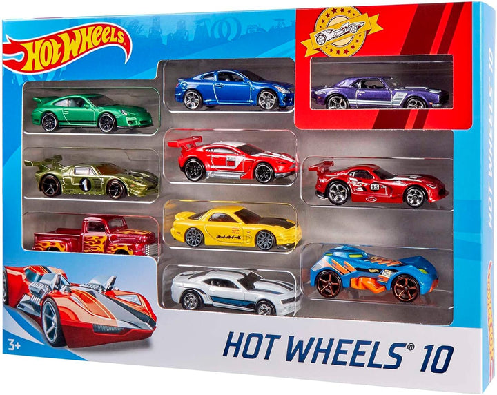 Hot Wheels Juego de 10 camiones y autos de juguete a escala 1:64 pa...
