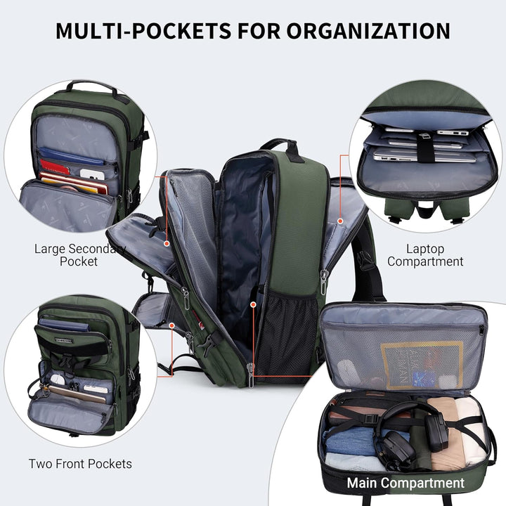 WITZMAN - Mochila de viaje para llevar a bordo para hombres, conver...