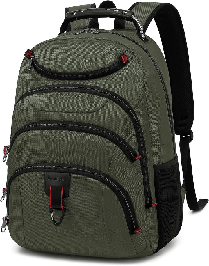 Mochila para laptop Boavan para hombre (Negro, 15.6), Verde militar...