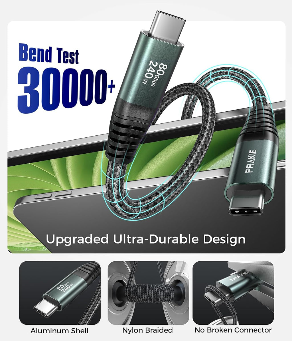 Cable USB4 de 80 Gbps para Thunderbolt 5, 240 W USB C a USB C Cable de 1