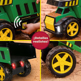 John Deere Camión volquete de acero de 16 pulgadas, luces y sonidos...