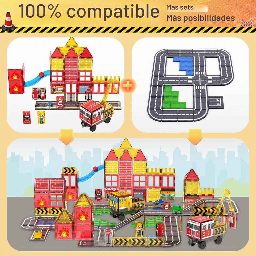Azulejos magnéticos para niños de 4 a 8 años, estación de camión de