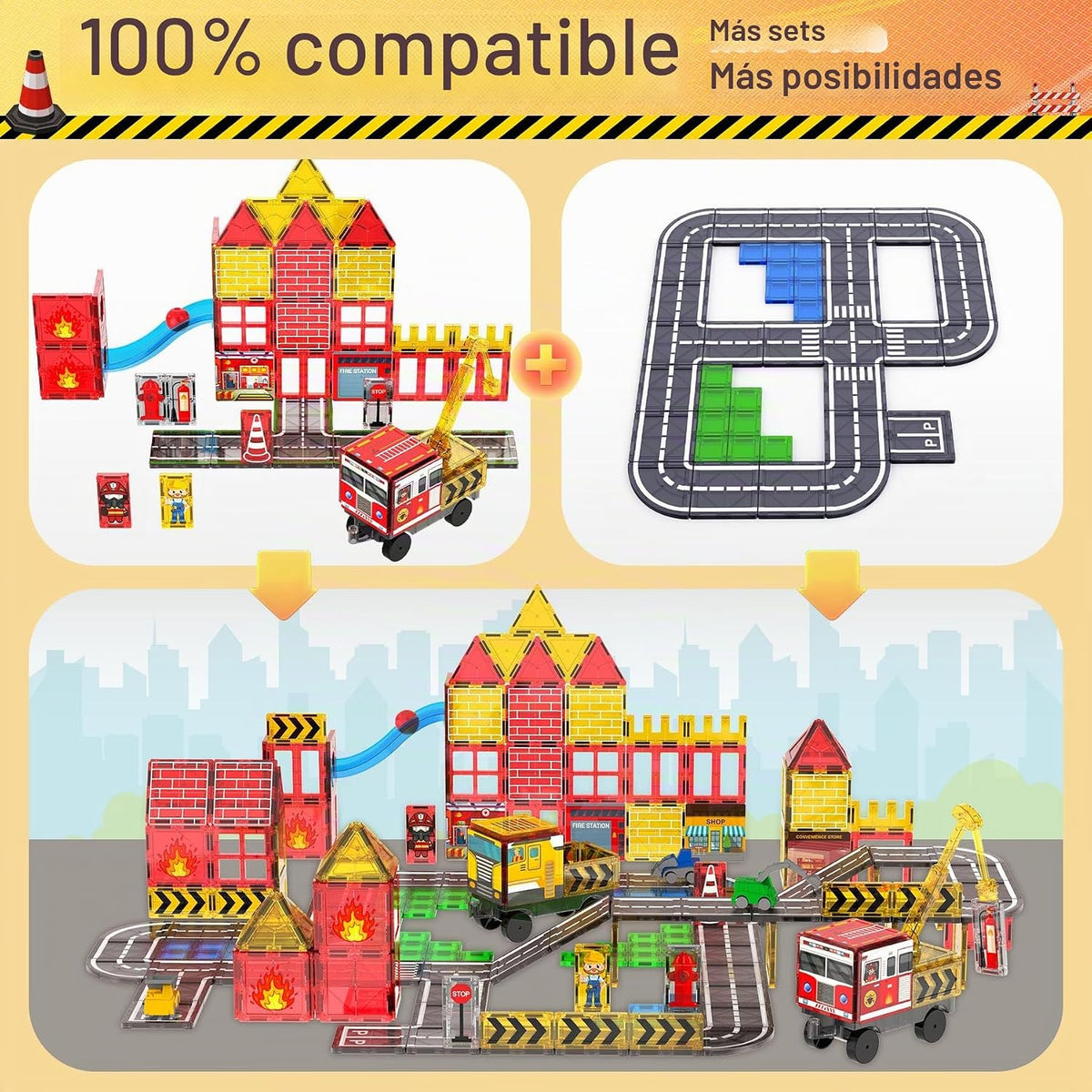 Azulejos magnéticos para niños de 4 a 8 años, estación de camión de