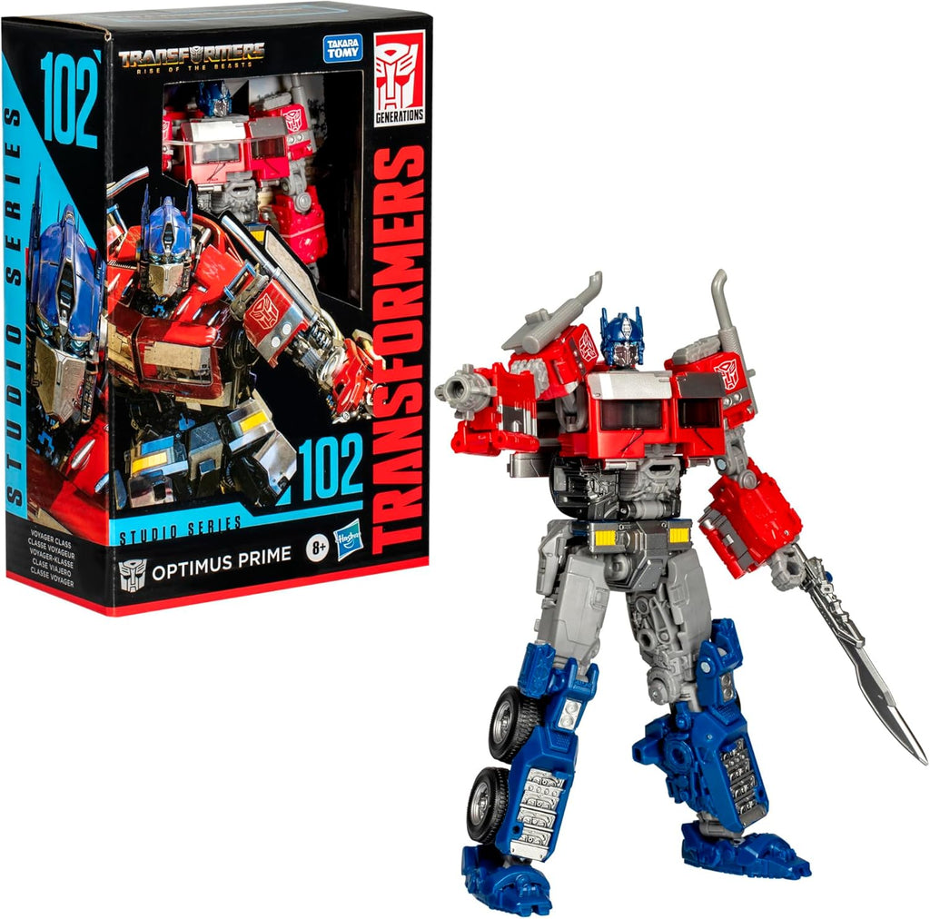 Transformers Toys Studio Series Voyager Class Transformers: Rise of the Beasts 102 Optimus Prime - Figura de acción de conversión de 6.5 pulgadas, 8+