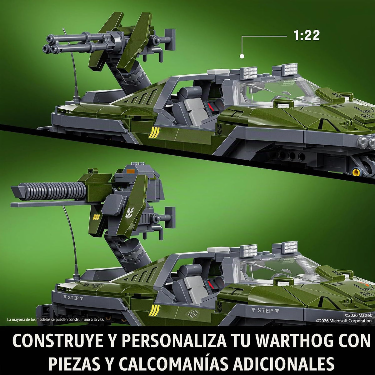 Mattel Brick Shop Hot Wheels Halo UNSC M12 Warthog - Juego de construcción