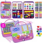 Peppa Pig Tablero Ocupado para Niños Pequeños – Juguetes Montessori para niños de 1, 2, 3, 4 años, Tablero Sensorial de Actividad Educativa para el Aprendizaje Preescolar de Habilidades Motoras Finas