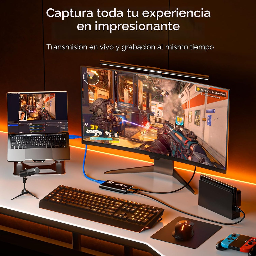 Newhope Tarjeta de Captura HDMI para Transmisión, Captura Full HD 1080P 60FPS USB 3.0, Tarjeta de Captura de Audio y Video de Juegos, para Transmisión de Cámara/Xbox/PS4/PS5/Switch/PC