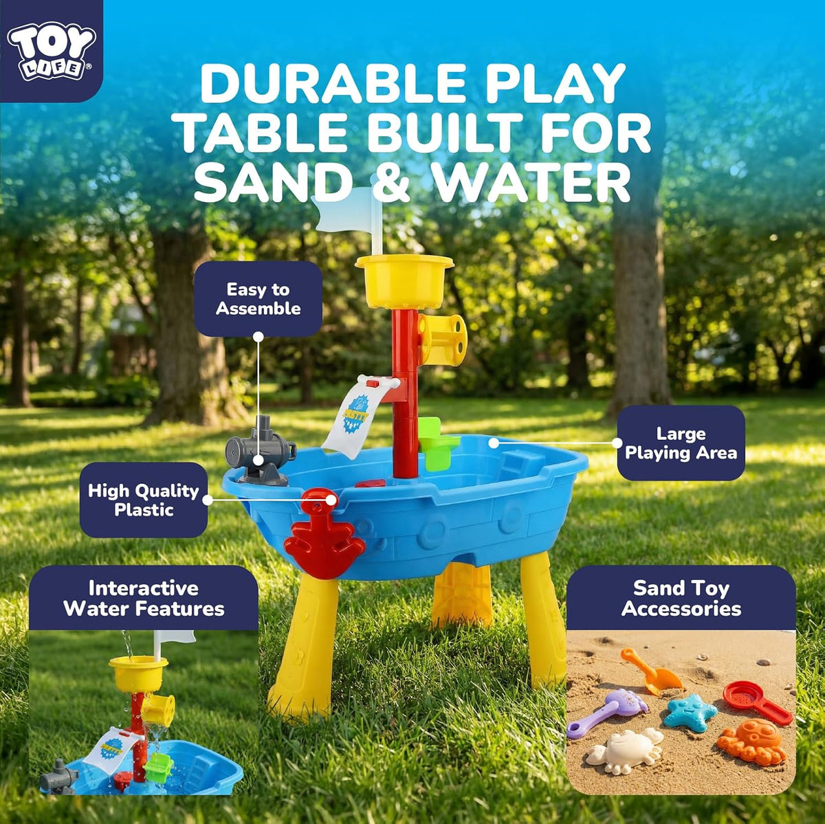TOY Life Juego de mesa de arena y agua de barco pirata, de 3 a 6 años