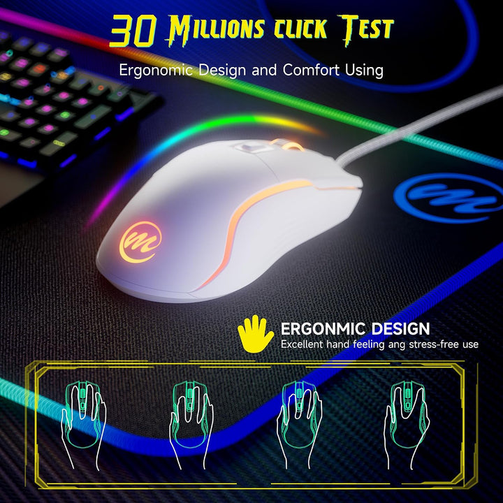 memzuoix Mouse para juegos con cable RGB - 6 DPI ajustables hasta 1...