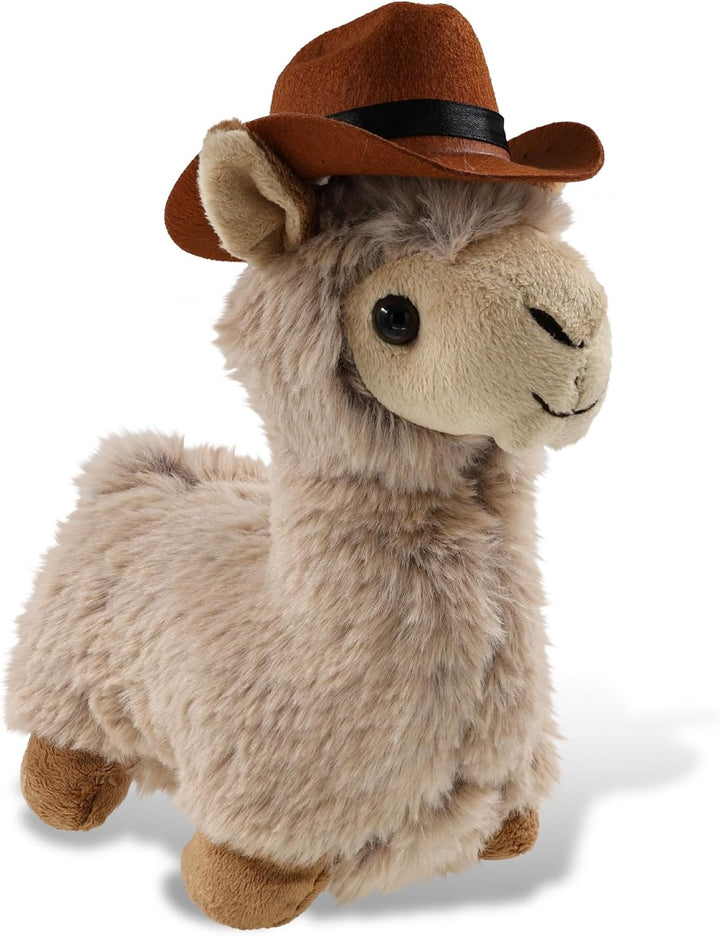 DolliBu Sombrero de vaquero de peluche de llama beige