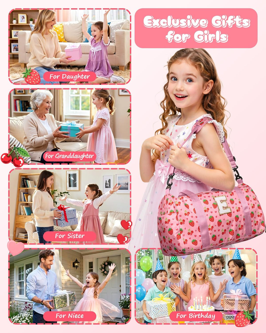 Elilier Regalos para niñas, bolsa de lona inicial para niños, linda...
