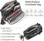 befen Bolsos cruzados de cuero genuino para mujer, cartera de cuero para