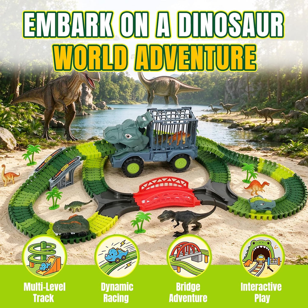 Juguetes de pista de dinosaurios para niños, juego de 219 pistas de