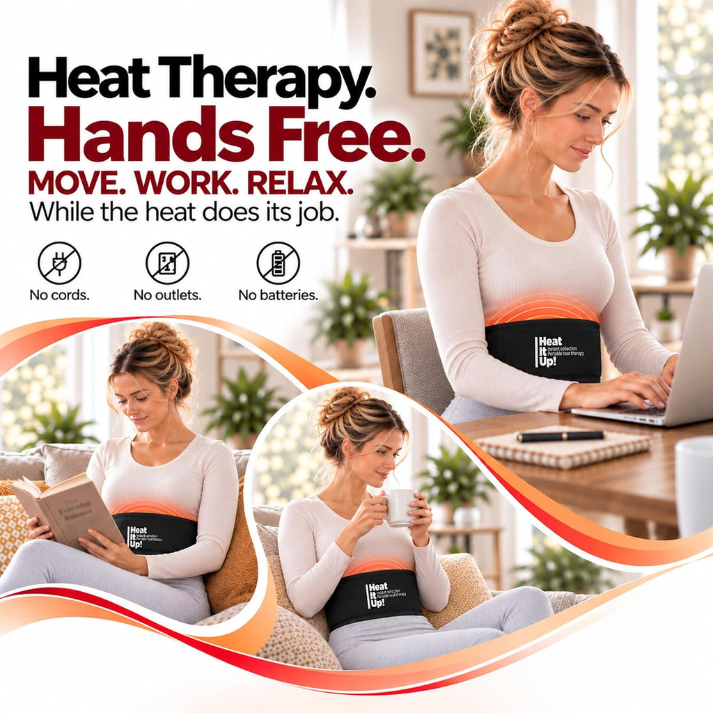 Heat It Up - Almohadilla térmica portátil para dolor de espalda y calambres